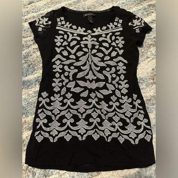 INC international concepts black and white sparkle top size small - Picture 1 of 3